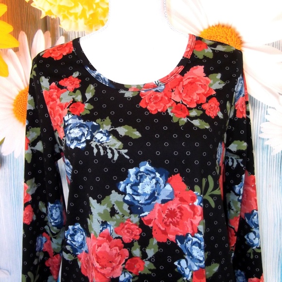 LulaRoe Floral Lynnae Top Size Medium - Picture 3 of 7